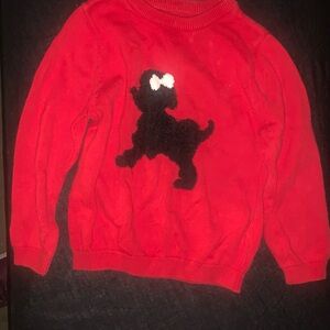 Balabala Red Toddler Sweater with Black Dog Design